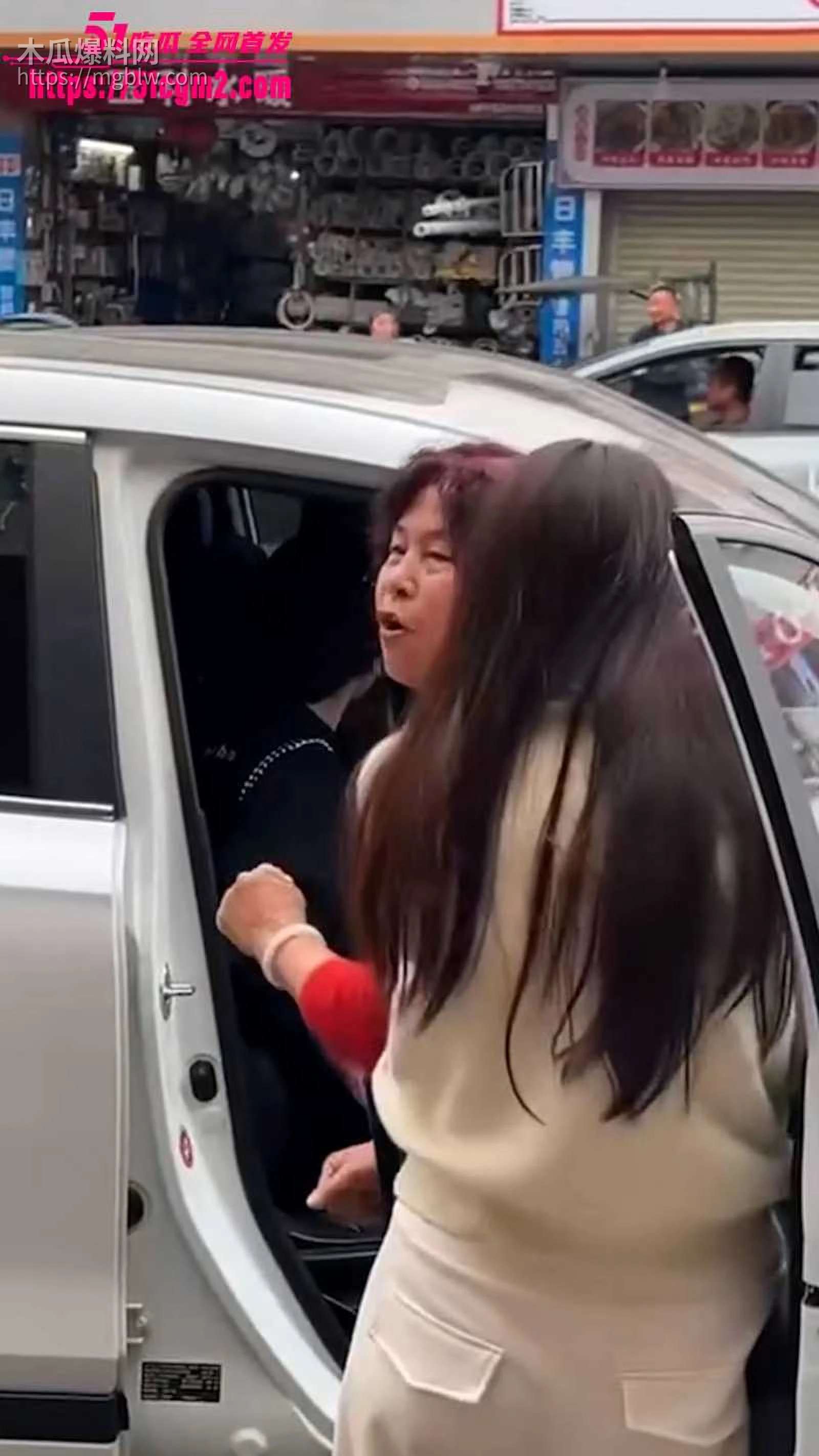 母女联手抓小三 街头堵车  7