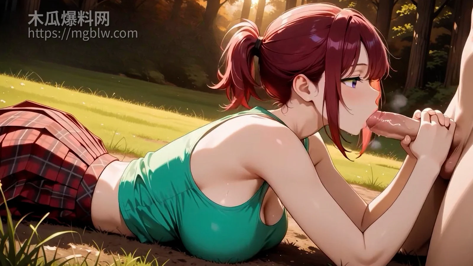 3D动漫 红发马尾女孩 户外狂野骑乘 3