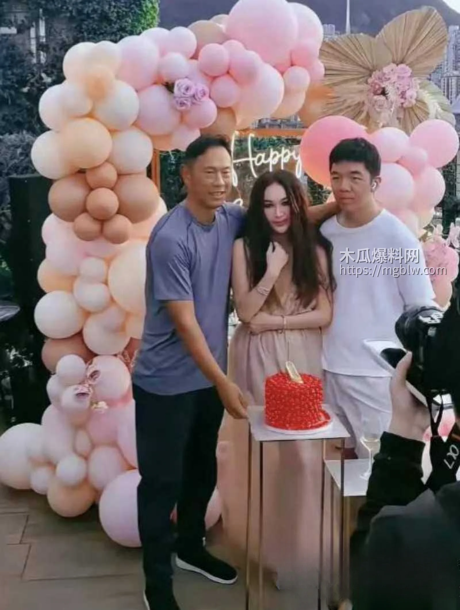 温碧霞生日现场遭养子强吻05